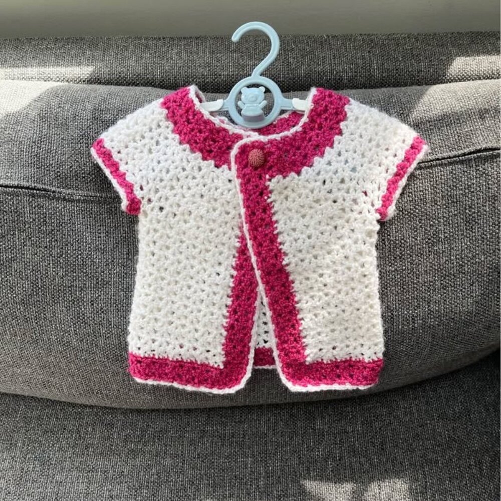 Handmade crocheted lace cardigan 12m-18m